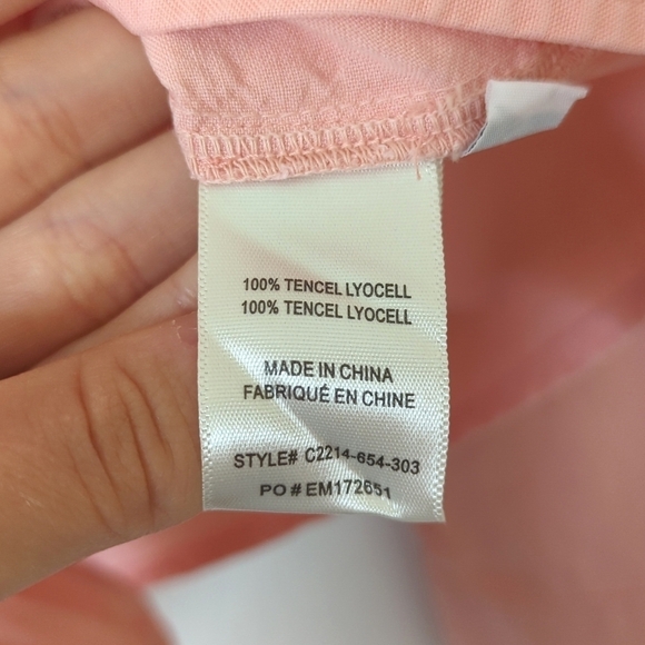 Cloth & Stone Classic Tencel Long Sleeve Button Down Tie Front Top Salmon Pink S - Picture 5 of 11